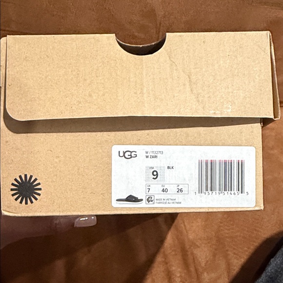 {preloved} Women’s UGG Black Leather Cross-Strap Slide Sandals - Picture 12 of 13